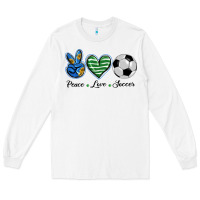White peace love soccer Long Sleeve Tee - BarkalooDesign
