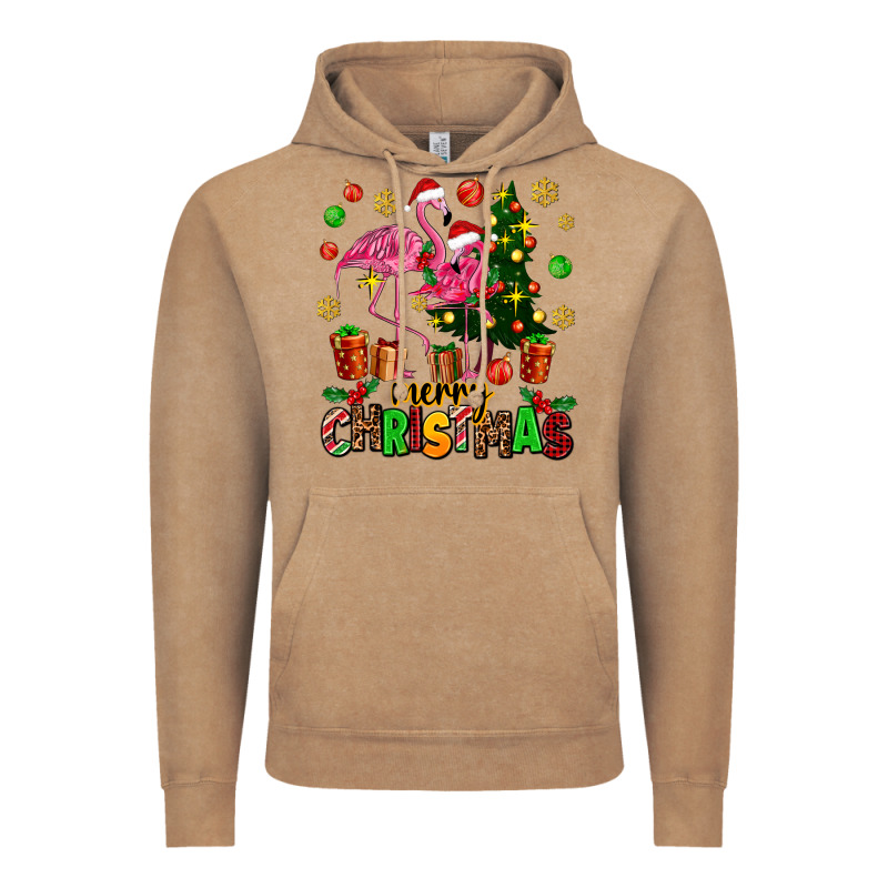 Flamingo Merry Christmas Vintage Hoodie by AdoDesignShop | Teevron