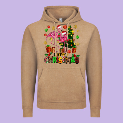 Flamingo Merry Christmas Vintage Hoodie Designed By Adodesignshop