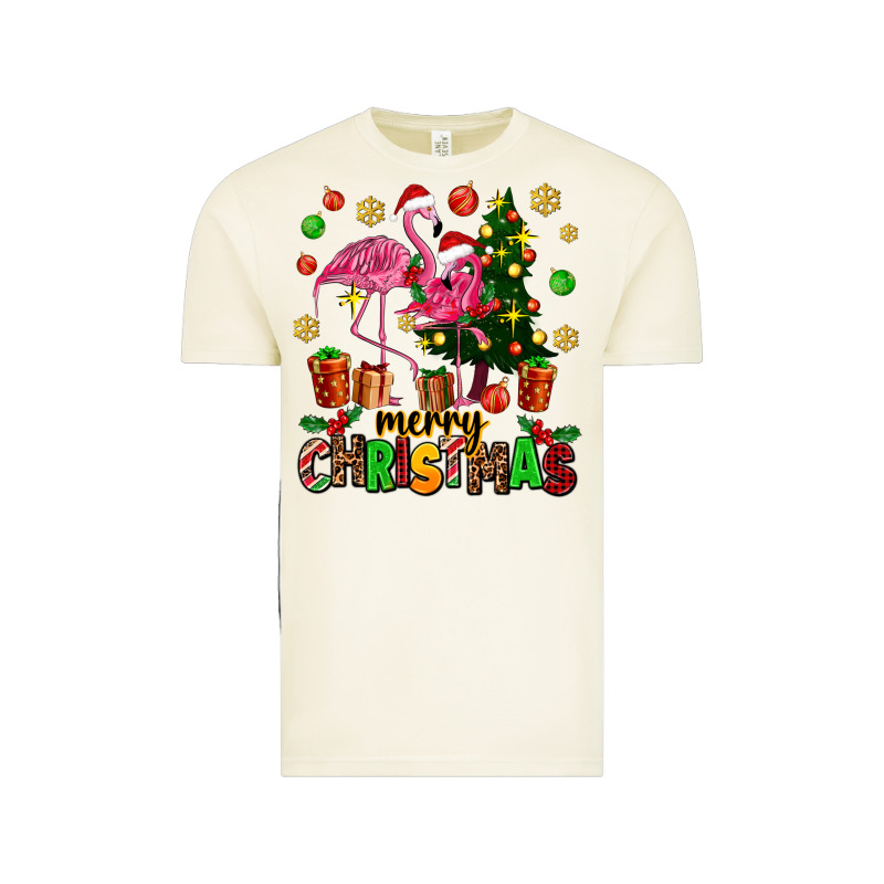 Flamingo Merry Christmas Vintage Tee by AdoDesignShop | Teevron