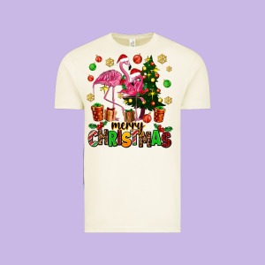 Flamingo Merry Christmas Vintage Tee Designed By Adodesignshop