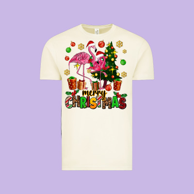 Flamingo Merry Christmas Vintage Tee Designed By Adodesignshop