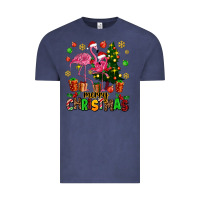 Vintage Denim flamingo merry christmas Vintage Tee - AdoDesignShop