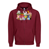 Burgundy Easter coffee cups Zipper Hoodie - NancyCooperArtShop
