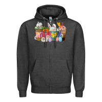 Charcoal Heather Easter coffee cups Zipper Hoodie - NancyCooperArtShop