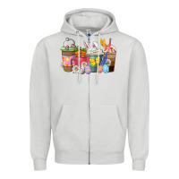 Dove Grey Easter coffee cups Zipper Hoodie - NancyCooperArtShop