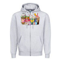 Heather Grey Easter coffee cups Zipper Hoodie - NancyCooperArtShop