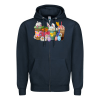 Navy Easter coffee cups Zipper Hoodie - NancyCooperArtShop