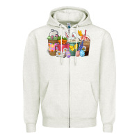 Oatmeal Heather Easter coffee cups Zipper Hoodie - NancyCooperArtShop