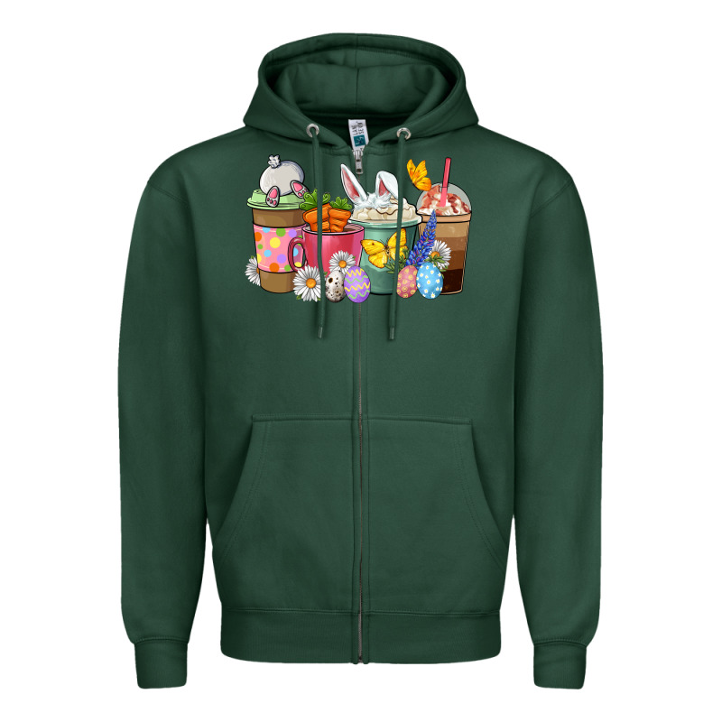 Easter Coffee Cups Zipper Hoodie by NancyCooperArtShop | Teevron