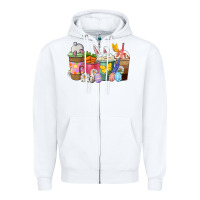 White Easter coffee cups Zipper Hoodie - NancyCooperArtShop