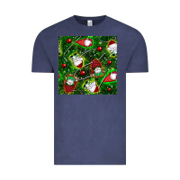 Vintage Denim christmas gnomes seamless pattern Vintage Tee - BundleAndBundleShop