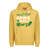 Antique Gold Safety First Drink With A Nurse Premium Hoodie - Bettercallsaul