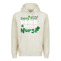 Oatmeal Heather Safety First Drink With A Nurse Premium Hoodie - Bettercallsaul