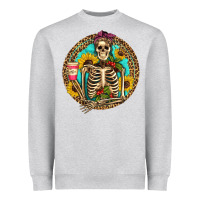 Heather Grey western skeleton coffee sunflowers Heavyweight Sweatshirt - Artiststas