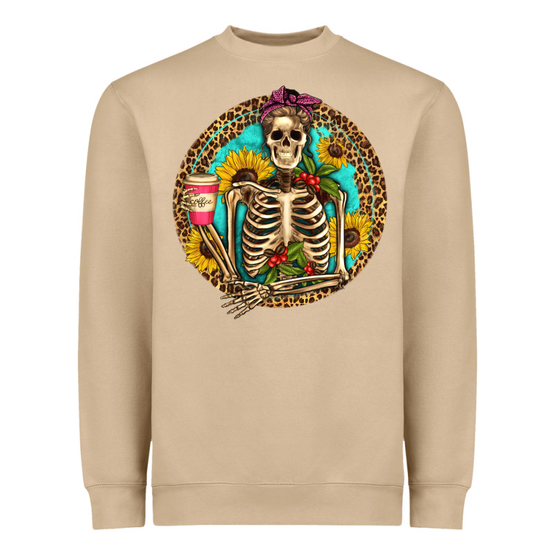 Western Skeleton Coffee Sunflowers Heavyweight Sweatshirt by Artiststas | Teevron
