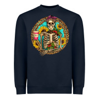 Navy western skeleton coffee sunflowers Heavyweight Sweatshirt - Artiststas