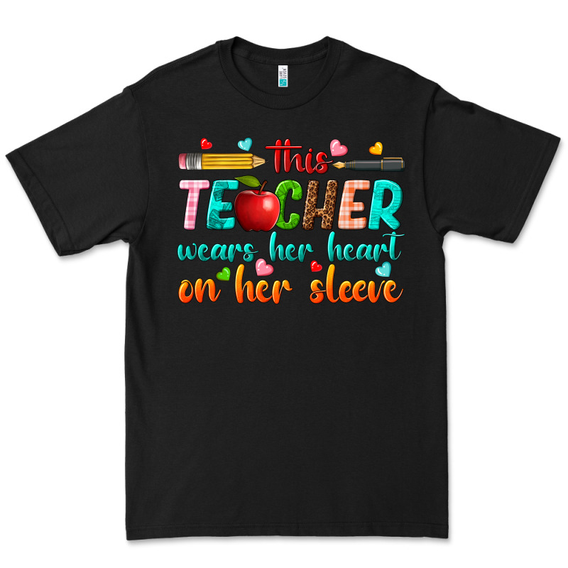 This Teacher Wears Her Heart On Her Sleeve Premium Tee by texasbilliewilder | Teevron