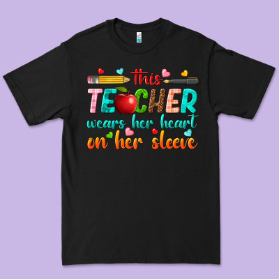 Premium Tee this teacher wears her heart on her sleeve