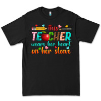 Black this teacher wears her heart on her sleeve Premium Tee - texasbilliewilder