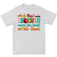 Dove Grey this teacher wears her heart on her sleeve Premium Tee - texasbilliewilder