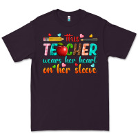 Plum this teacher wears her heart on her sleeve Premium Tee - texasbilliewilder