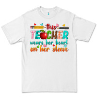 White this teacher wears her heart on her sleeve Premium Tee - texasbilliewilder