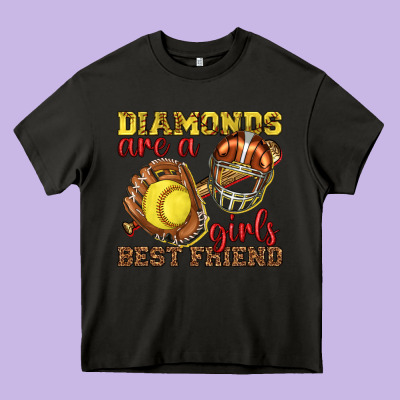 Diamonds Are A Girls Best Friend Softball Heavy Core Tee Designed By Texasbilliewilder