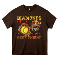 Chocolate Brown diamonds are a girls best friend softball Heavy Core Tee - texasbilliewilder