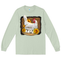 Matcha perched chicken with sunflowers leopard background Long Sleeve Tee - LillyAllenDesigns