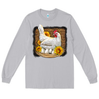 Moon Dust perched chicken with sunflowers leopard background Long Sleeve Tee - LillyAllenDesigns