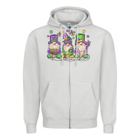 Dove Grey mardi gras gnomes Zipper Hoodie - MaliasSmallBusiness