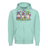 Seafoam mardi gras gnomes Zipper Hoodie - MaliasSmallBusiness