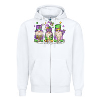 White mardi gras gnomes Zipper Hoodie - MaliasSmallBusiness