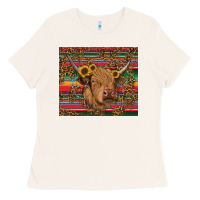 Bone serape leopard turquoise sunflowers cow Ladies Tee - RanaPortraitStore