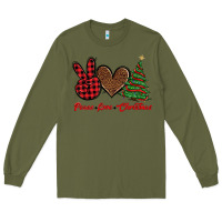 Army Green peace love christmas Long Sleeve Tee - BarkalooDesign