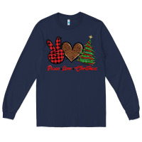 Navy peace love christmas Long Sleeve Tee - BarkalooDesign