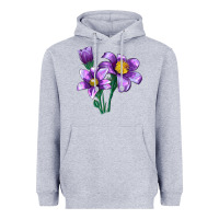 Heather Grey Pasque Flower Illustrations Heavyweight Hoodie - LillyAllenDesigns