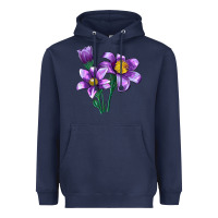 Navy Pasque Flower Illustrations Heavyweight Hoodie - LillyAllenDesigns