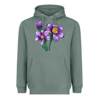 Sage Pasque Flower Illustrations Heavyweight Hoodie - LillyAllenDesigns