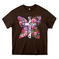 Chocolate Brown faith butterfly cross Heavy Core Tee - Zillion Design Studio