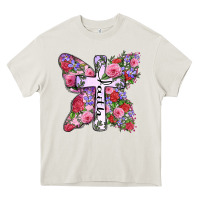 Cream faith butterfly cross Heavy Core Tee - Zillion Design Studio