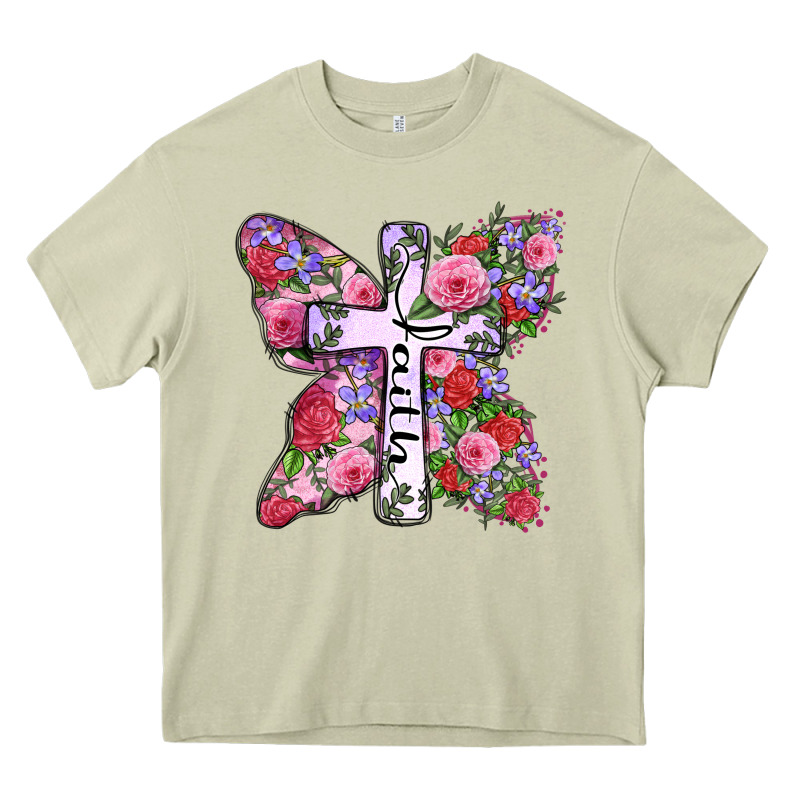 Faith Butterfly Cross Heavy Core Tee by Zillion Design Studio | Teevron