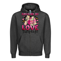 Charcoal Heather books are my love language Zipper Hoodie - MaliasSmallBusiness
