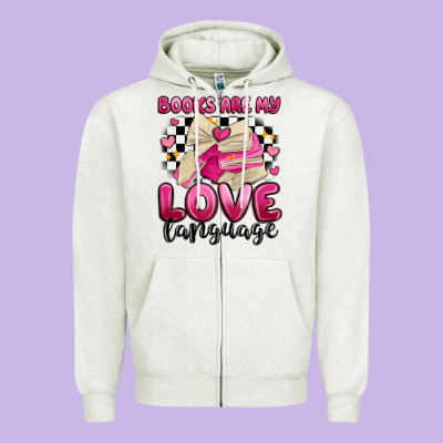 Books Are My Love Language Zipper Hoodie Designed By Maliassmallbusiness