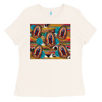 Bone serape gemstone glitter cowhide lady of guadalupe Ladies Tee - RanaPortraitStore