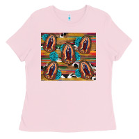Bubblegum Pink serape gemstone glitter cowhide lady of guadalupe Ladies Tee - RanaPortraitStore