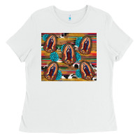 White serape gemstone glitter cowhide lady of guadalupe Ladies Tee - RanaPortraitStore