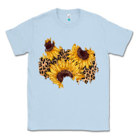 Dusty Blue sunflower leopard patch Classic Tee - AdoDesignShop