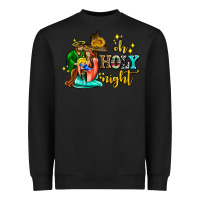Black oh holy night with sunflower and cross Heavyweight Sweatshirt - AdoDesignShop